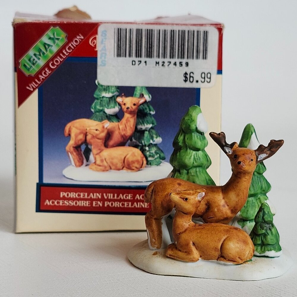 VINTAGE Lemax Village Collection 1991 Resting Deer Porcelain
